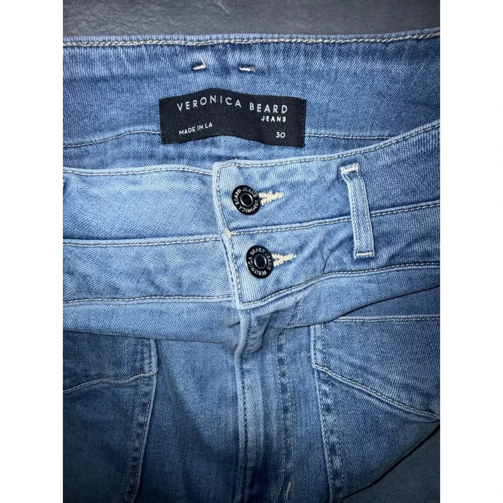 VERONICA BEARD Beverly Sz 30 High Rise Skinny Flare Jeans Silver Surfer Boho‎